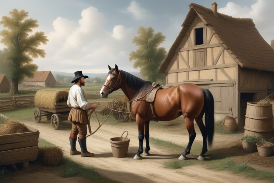 La Edad Media fue una época oscura para las personas y los animales pero desde el Renacimiento esto cambió Un hombre con estilo del siglo XVII trabajando con un caballo
