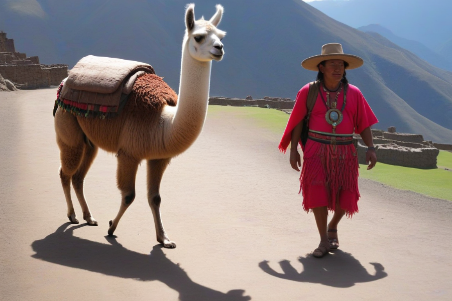 Las leyes y derechos animales también han evolucionado mucho en Hispanoamérica, aunque algunos pueblos indígenas mantienen sus tradiciones Un indígena americano caminando junto con una llama