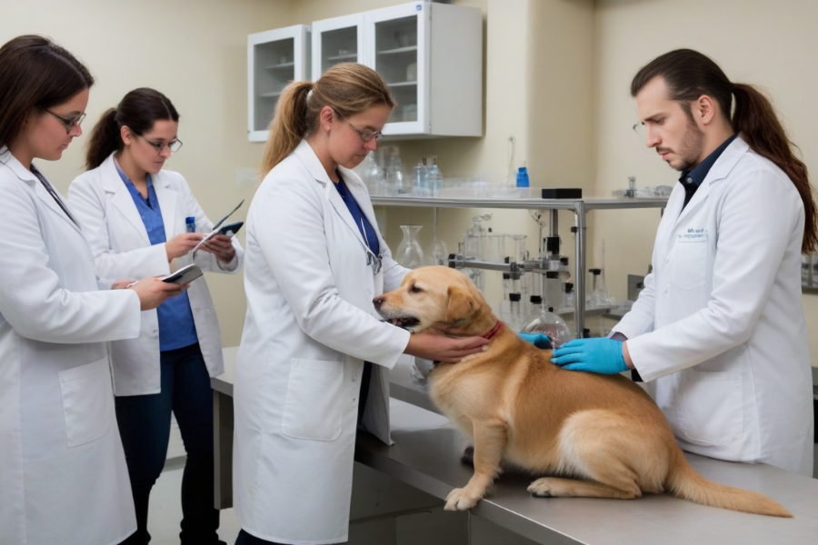 Hay muchas especialidades que se pueden estudiar durante o después de la carrera en la universidad Un grupo de estudiantes de veterinaria en una especialidad de estudios en laboratorio