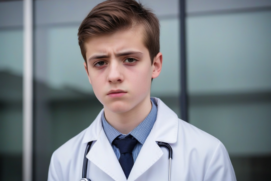 Sentirse mal, marearse y desmayarse puede ser normal y suele haber estudiantes a quienes les pasa todos los cursos, por eso no te preocupes si te pasa a ti Un joven estudiante de veterinaria con mala cara de encontrarse mal