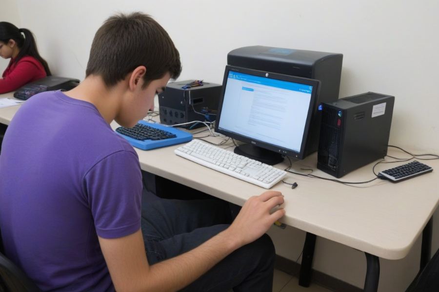 Analiza tus respuestas y calcula tu tipo de aprendizaje dominante Un chico hace el test con un ordenador