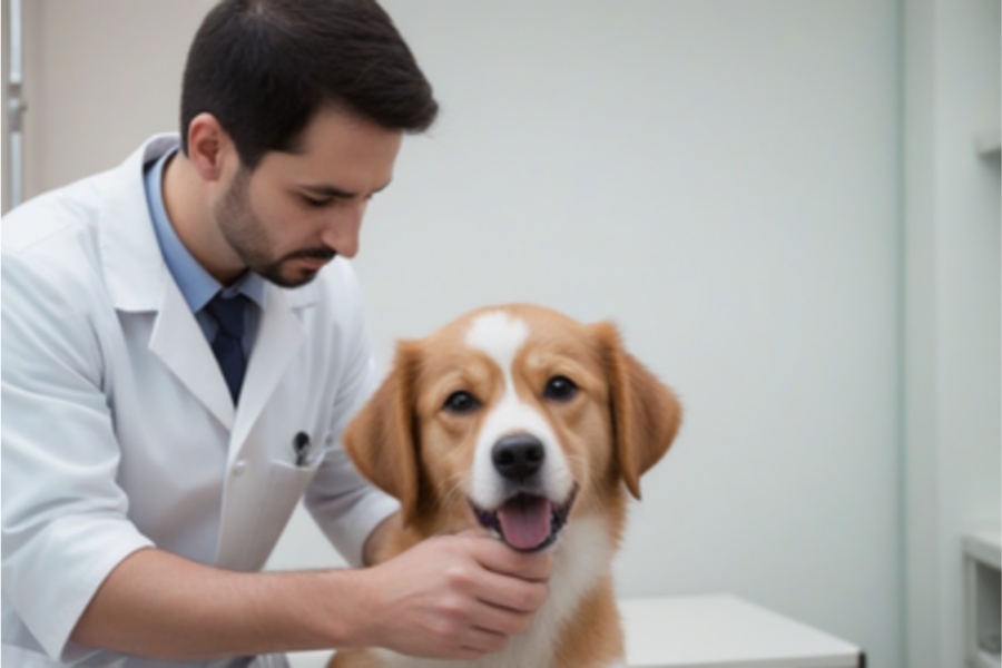 Veterinario con un perro